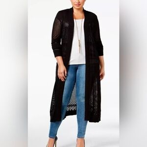 Nwt Belldini Women's  Open-Front Cardigan Duster Size 3X Black